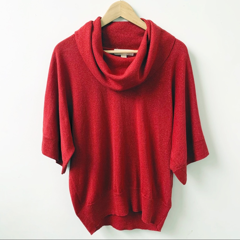 Michael Kors red shimmery turtleneck top